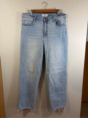 Carly Jean High-Rise Straight Leg Jeans w/ Raw frayed hem